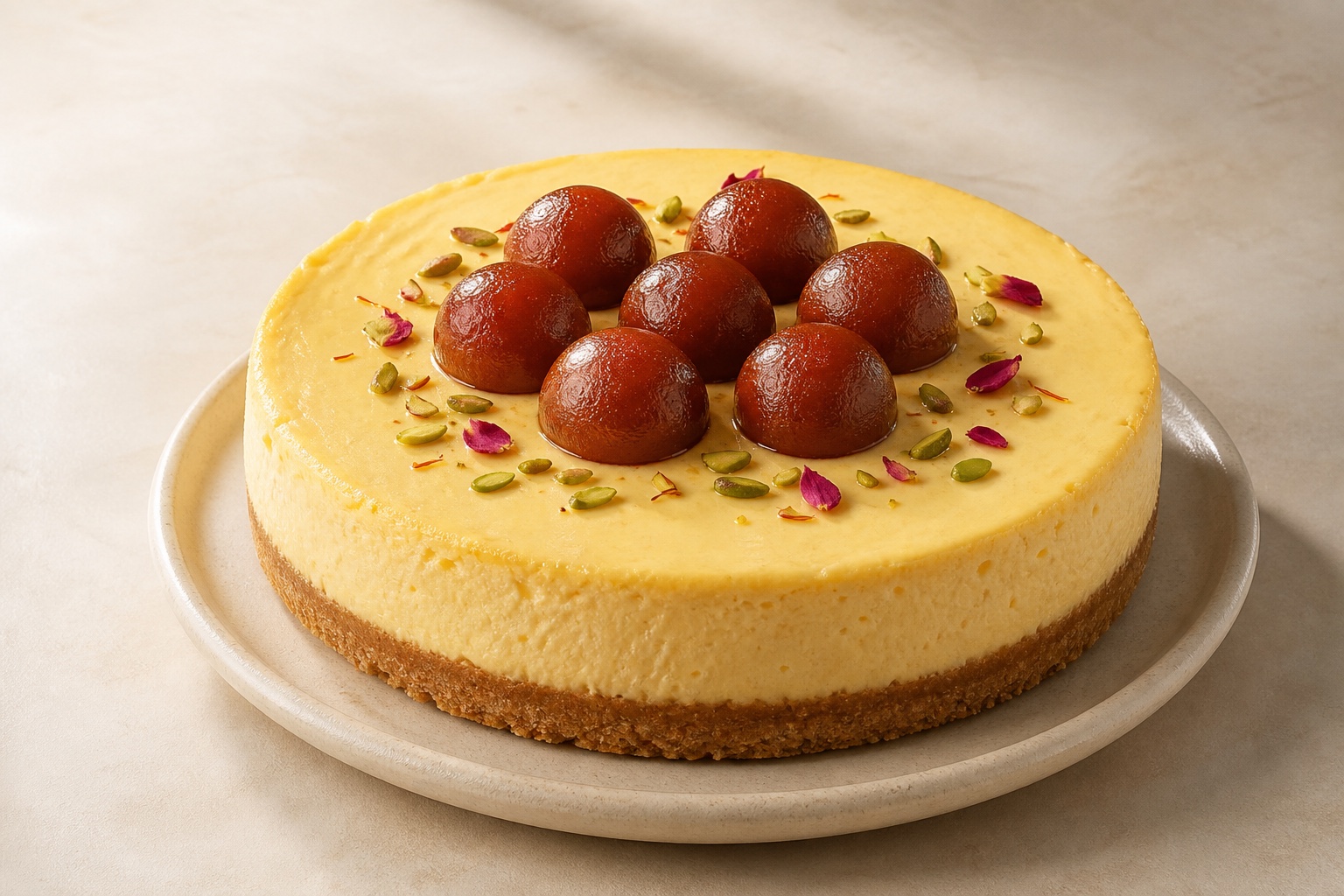 Baked Gulab Jamun Cheesecake