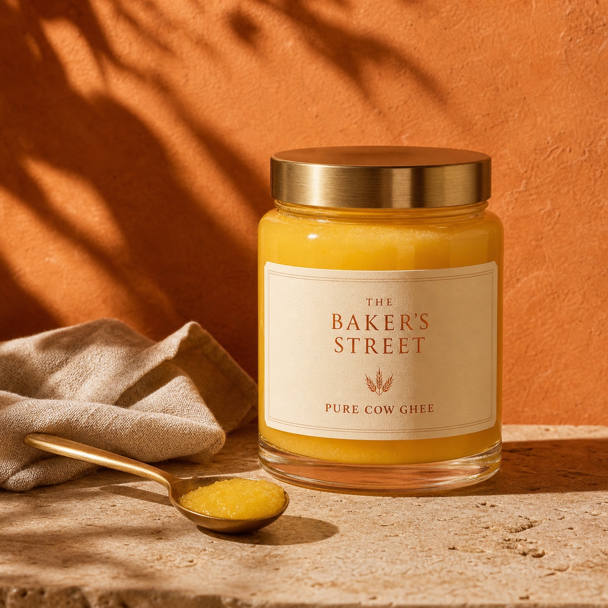 The Baker’s Street premium pure cow ghee in a glass jar