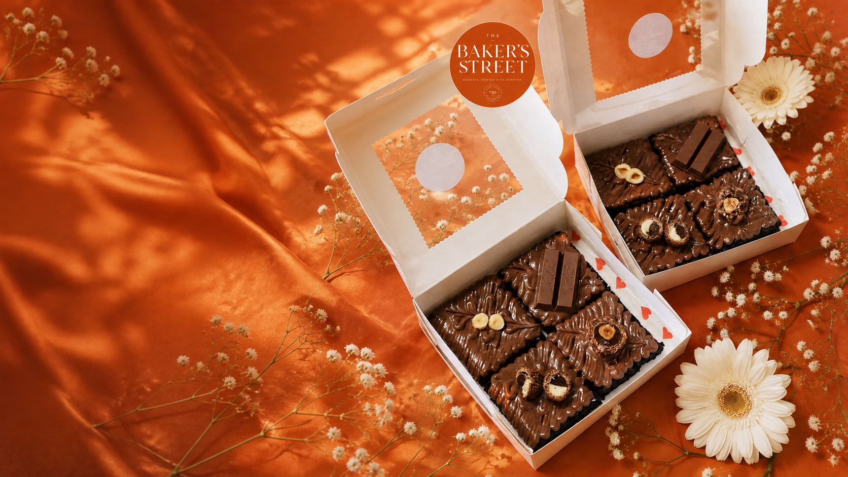 Rakhi brownie gift box with four festive brownies